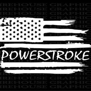 Vinyl Decal for Window - Ford Power Stroke Flag